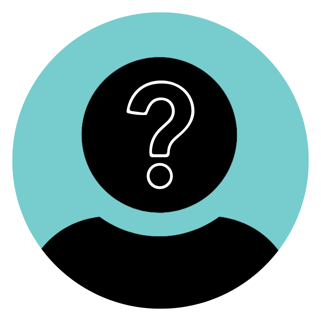 Headshot graphic containing a question mark.
